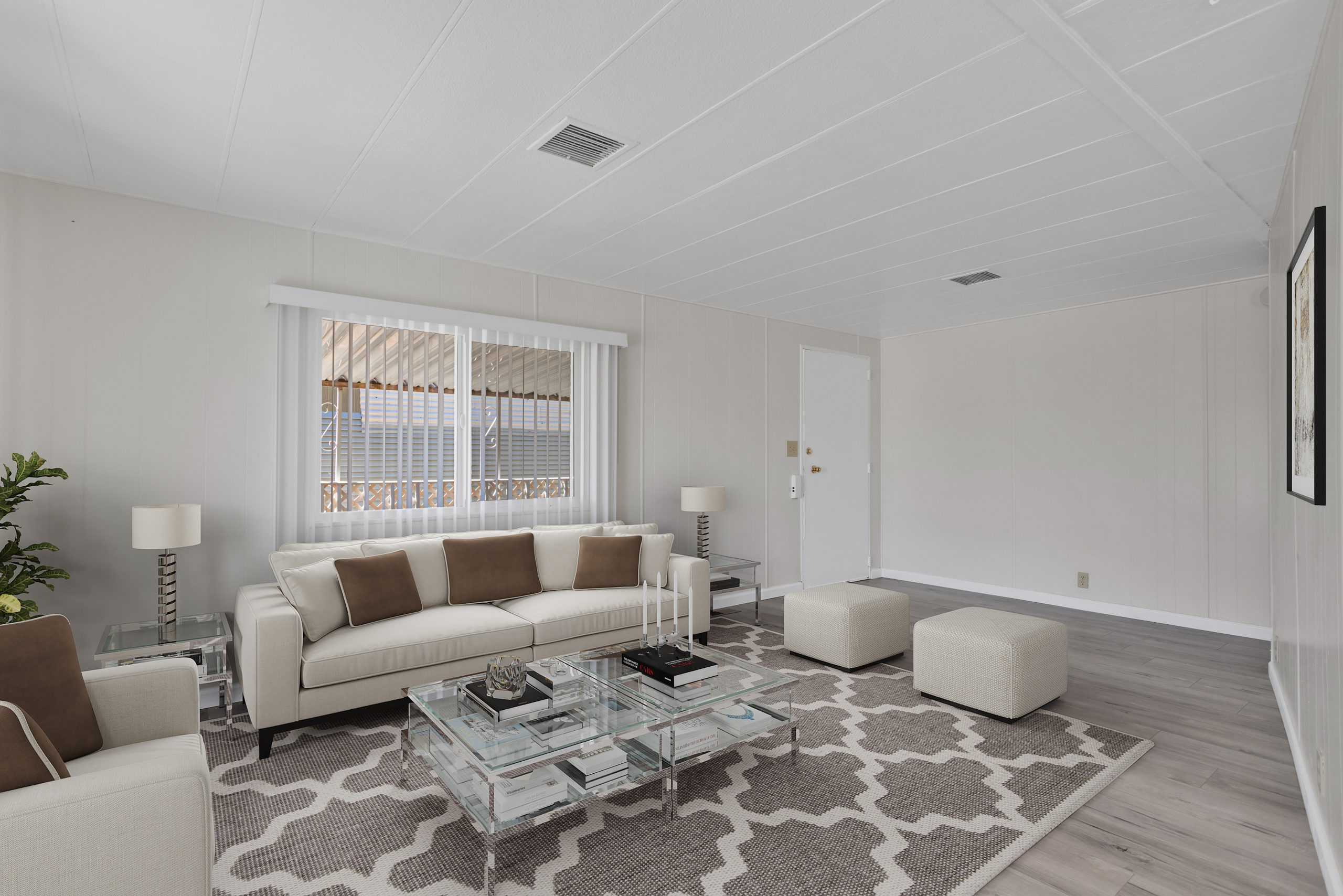 Model kitchen and living room